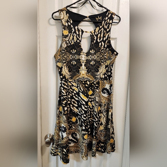 NWOT Nicki Minaj Collection Black and Gold Skater Mini Dress - Picture 1 of 4